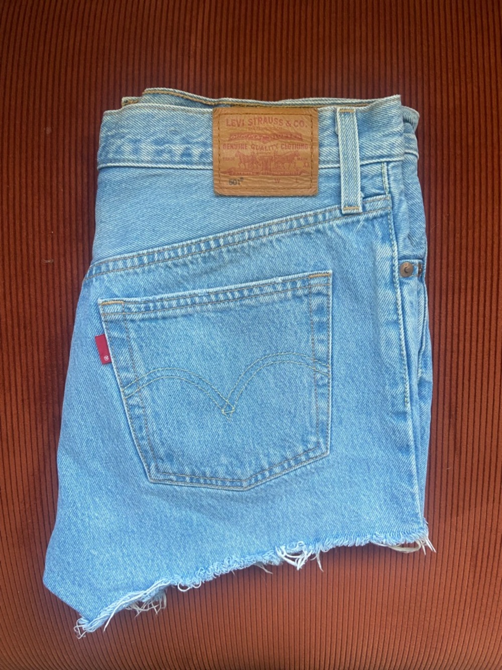 Levi's Light Blue Denim Frayed Cutoff Shorts